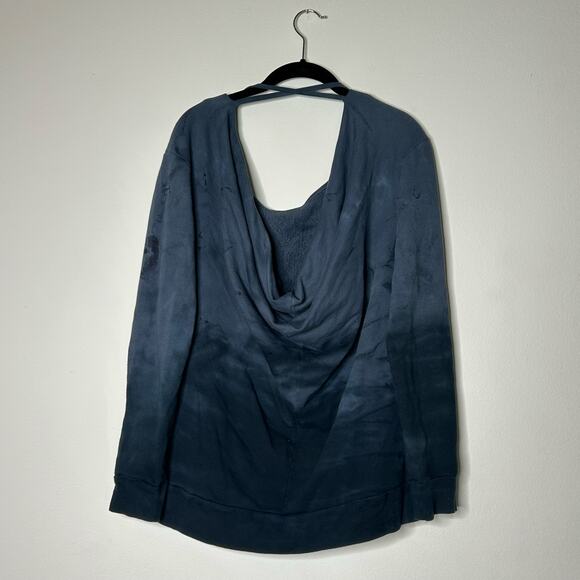 PrAna Deelite Pullover Drop Back French Terry Cotton Blue Tie Dye‎ Sweatshirt - Picture 5 of 9